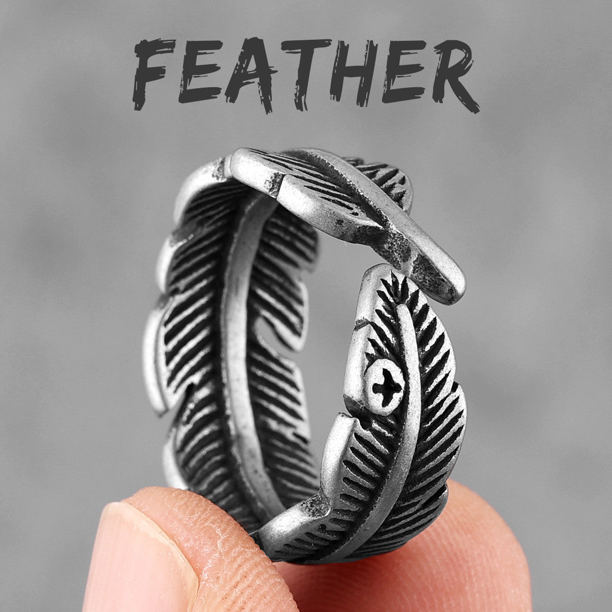 Vintage Eagle Feathers | 316L Stainless Steel Bird Feather Unique Street Style Rings