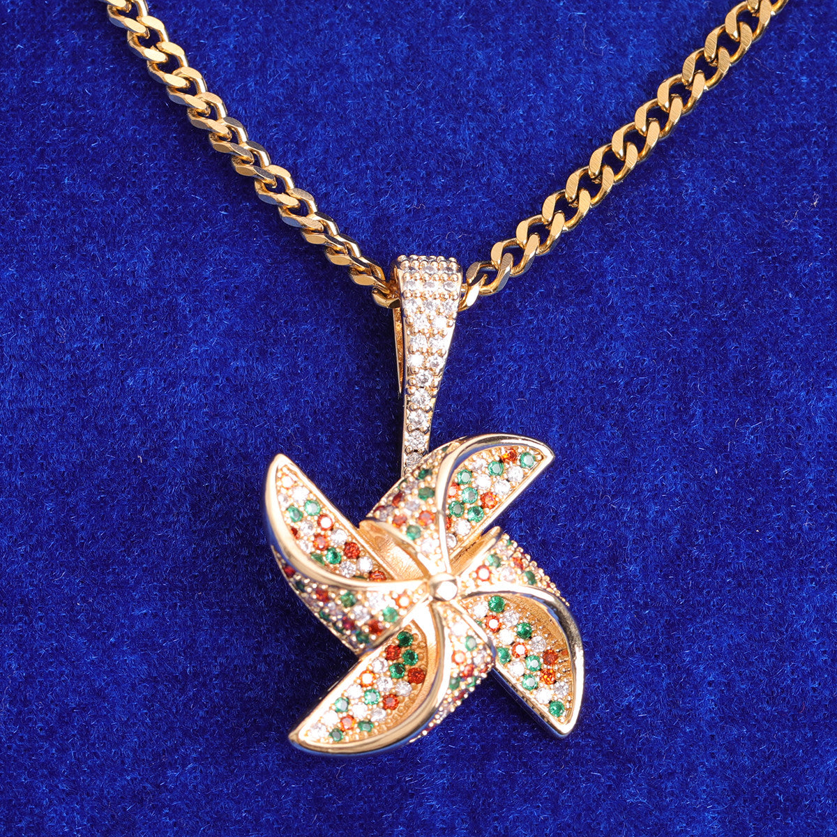 The Pinwheel | Spinning Prong Set VVS Diamond CZ Iced Hip Hop Pendant