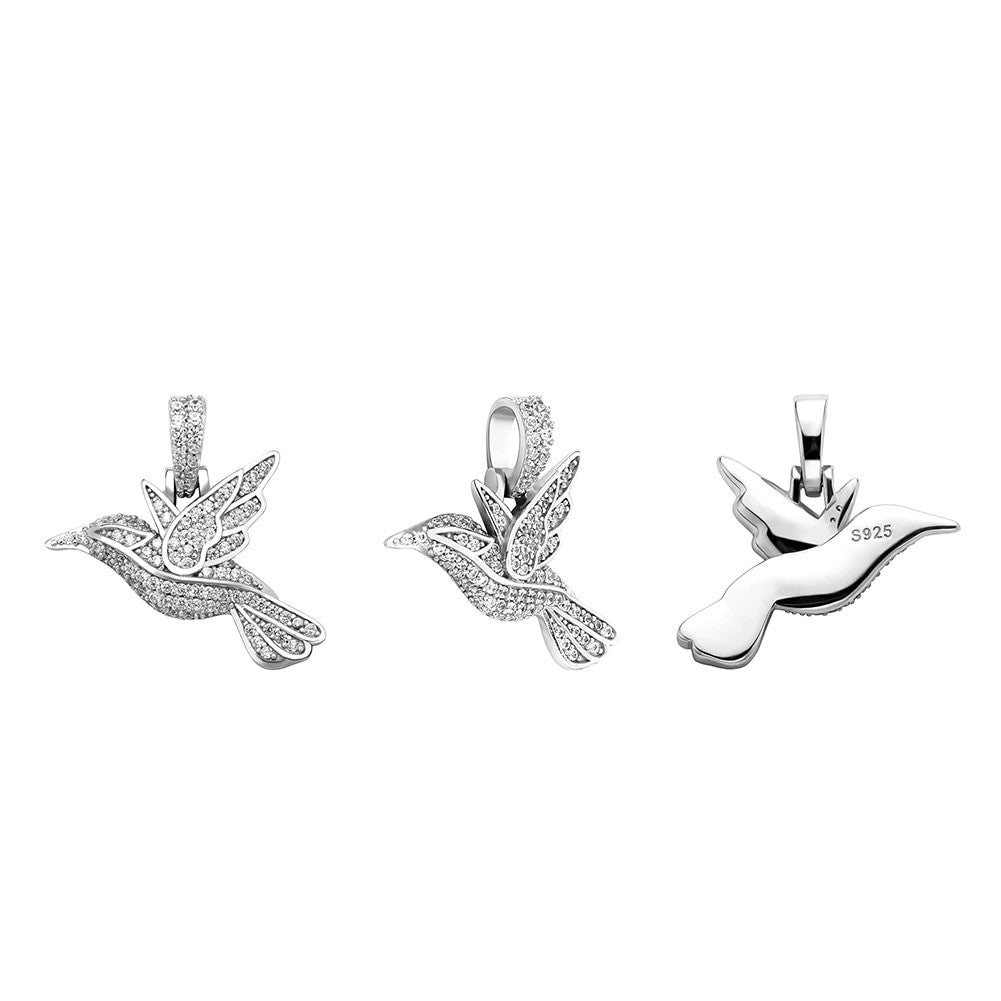 14k Gold over 925 Solid Sterling Silver Hummingbird Fine Jewelry Pendant Chain Necklace