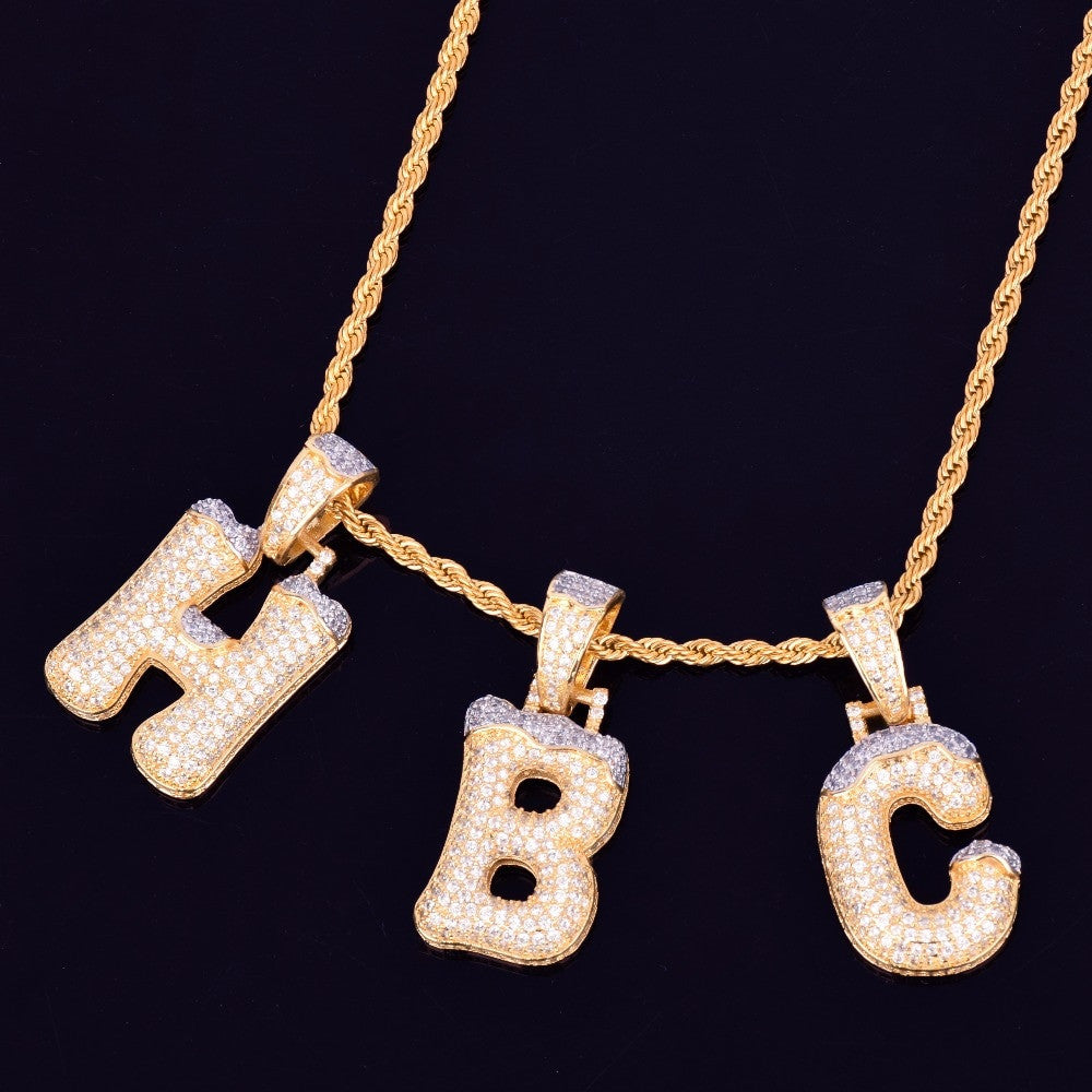 18k Gold Snow Cap Ice Initial Pendants