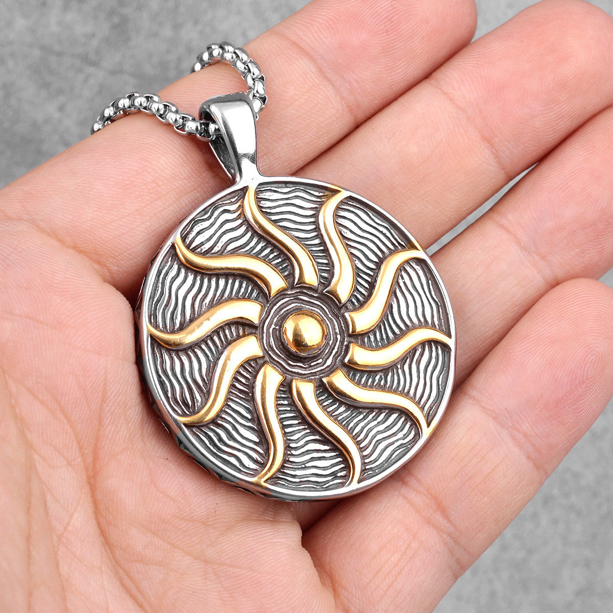 Helios | Greek God Of The Sun Stainless Steel Talisman Pendant Chain Necklace