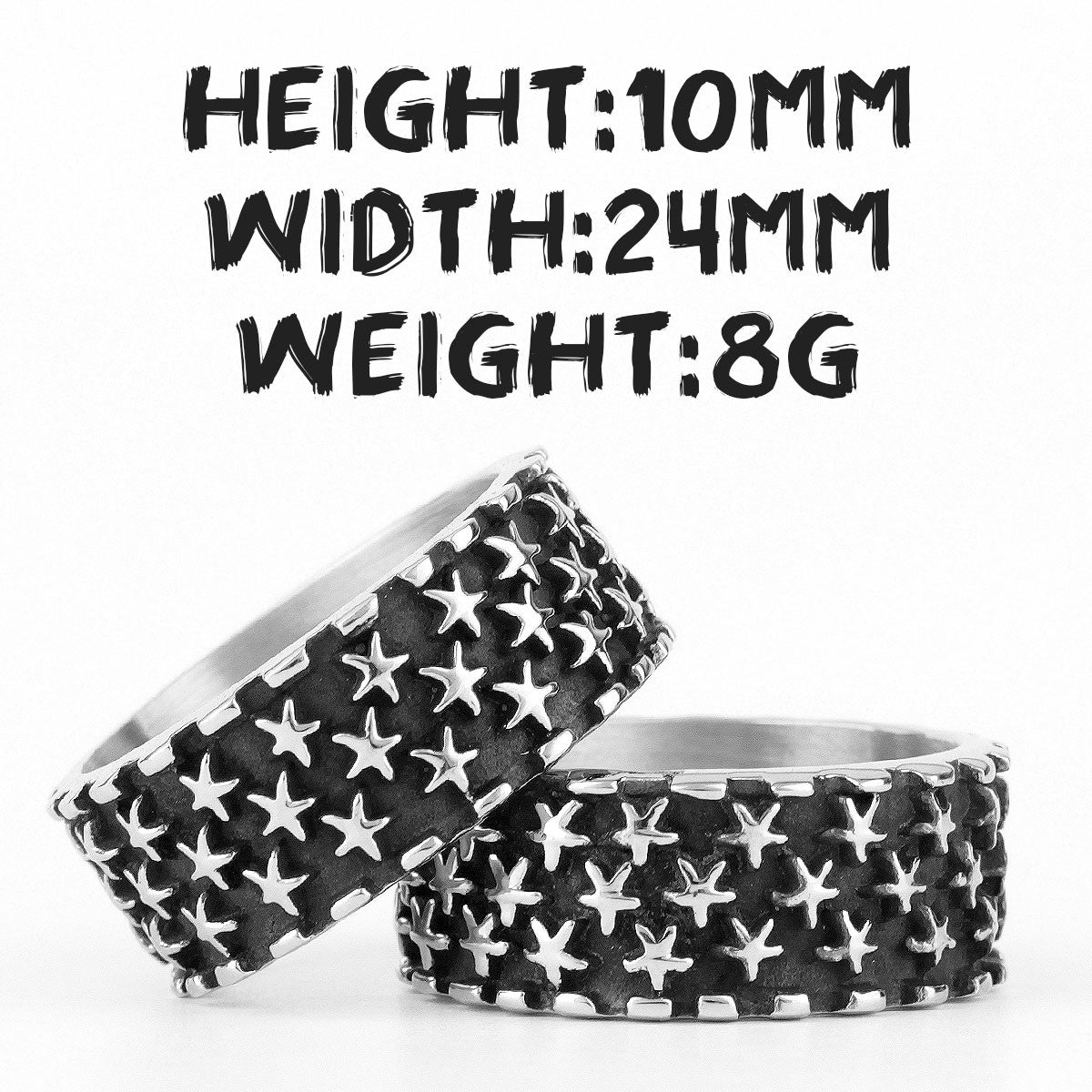 Stars Shine Bright Starry Night 316L Stainless Steel Street Wear Rings