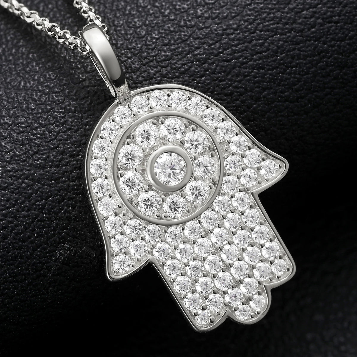 Spiritual Hamsa III | Genuine VVS Moissanite Diamond Hamsa Hand Solid Sterling Silver Hip Hop Chain