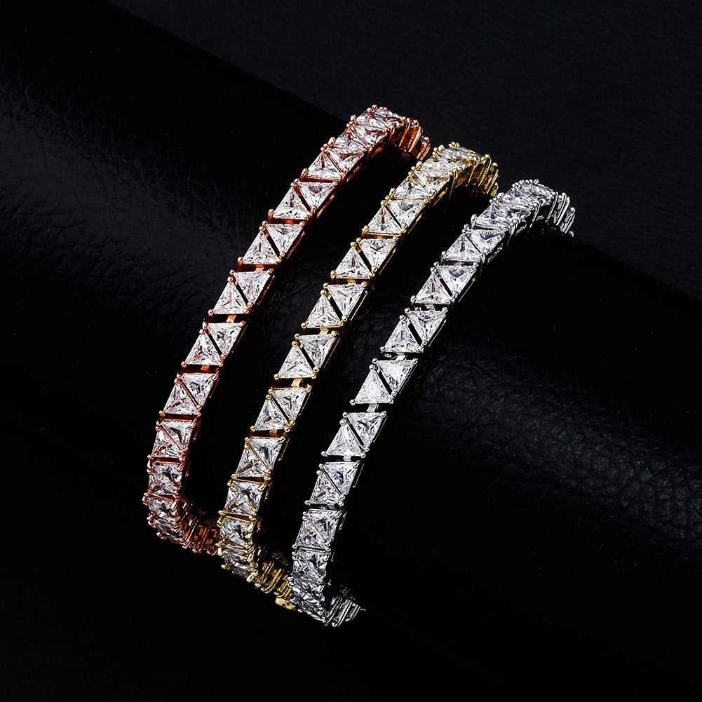 Trillion Cut | 5mm VVS Diamond CZ Iced Blinged Out Tennis Chain Bracelet