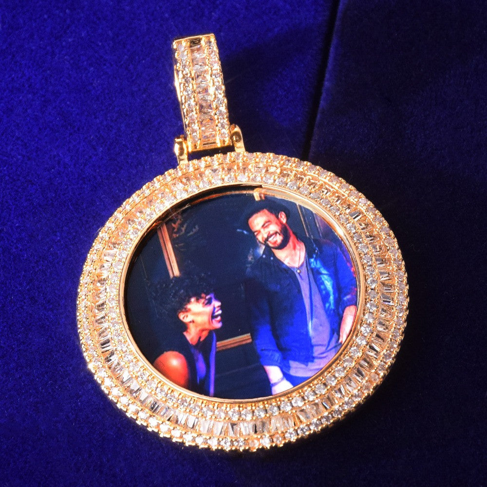 Frozen Reflections | Baguette Double Bezel Iced Custom Photo Pendant
