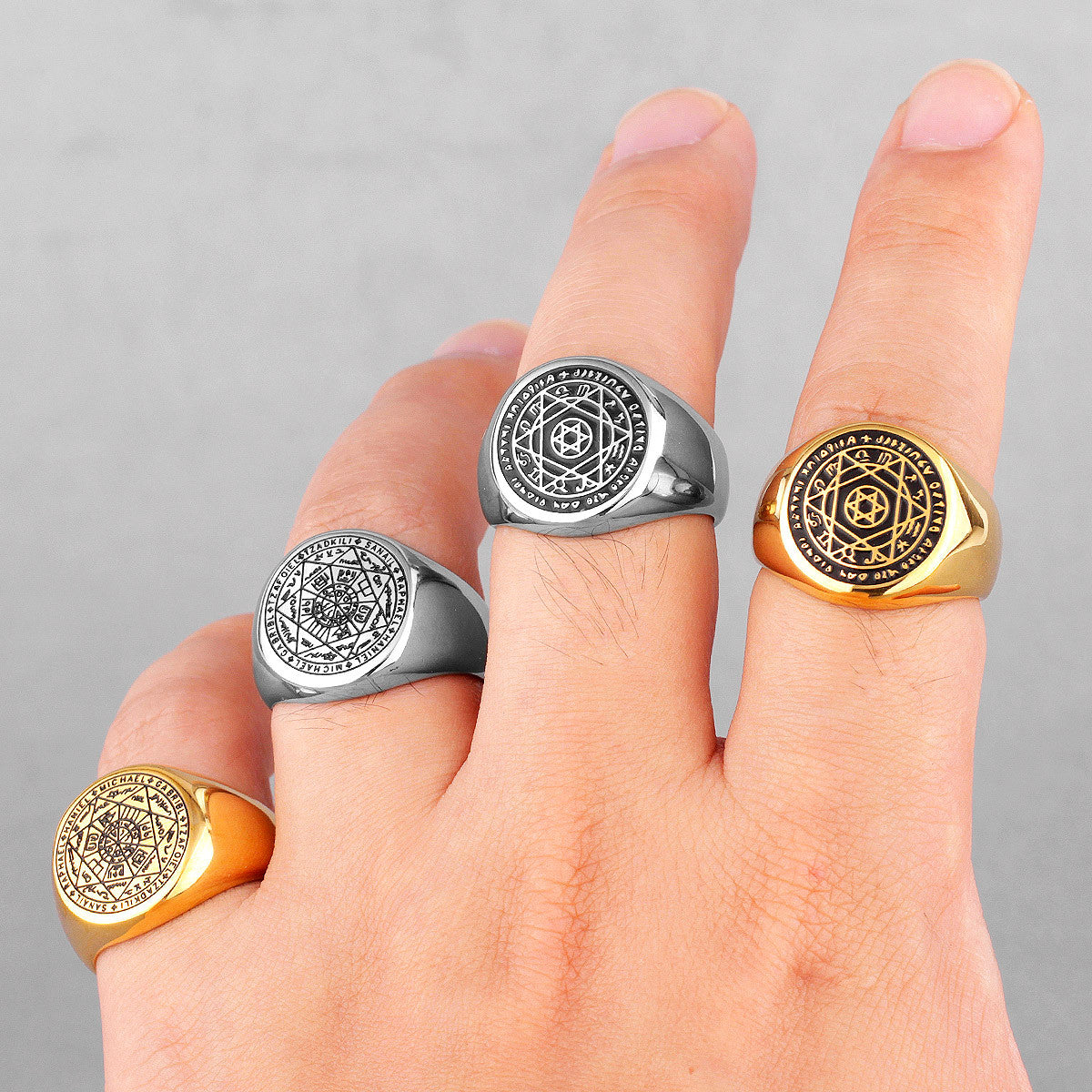 Patron Saint Star of David | 14k Gold Over Stainless Steel Amulet Designer Rings