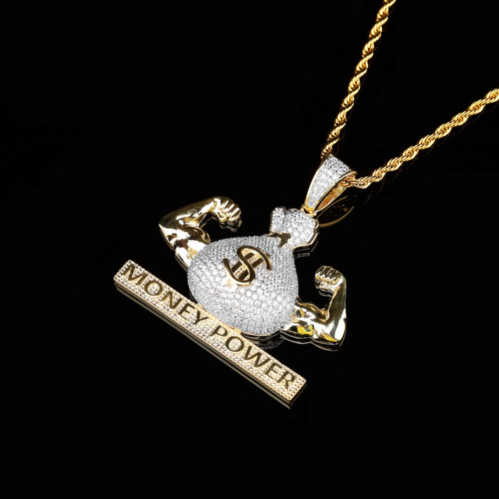Money Power Strong Arms So Sleeves 18k Gold 925 Silver Money Bag Pendant