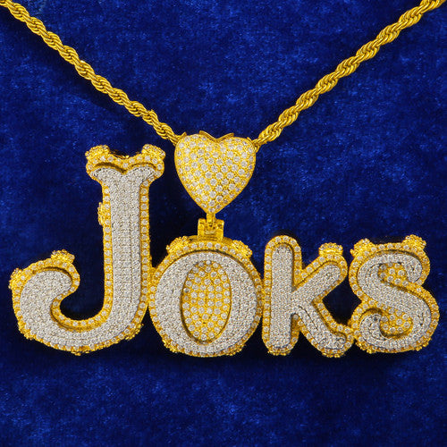 3D Raised Custom Iced Blinged Out Name Plate Personalized Pendant Necklace