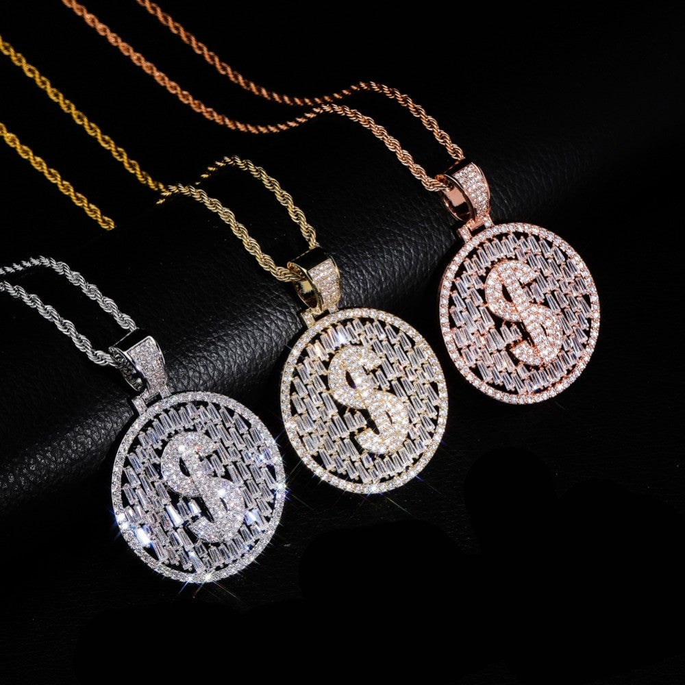 Drip Baguette Big Boy Money Dollar Sign Hip Hop Pendant Chain Necklace