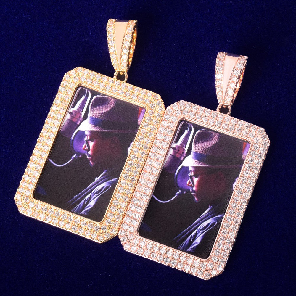 Crowned Jewel | Two Row Iced Border Custom Photo Memories Hip Hop Pendant
