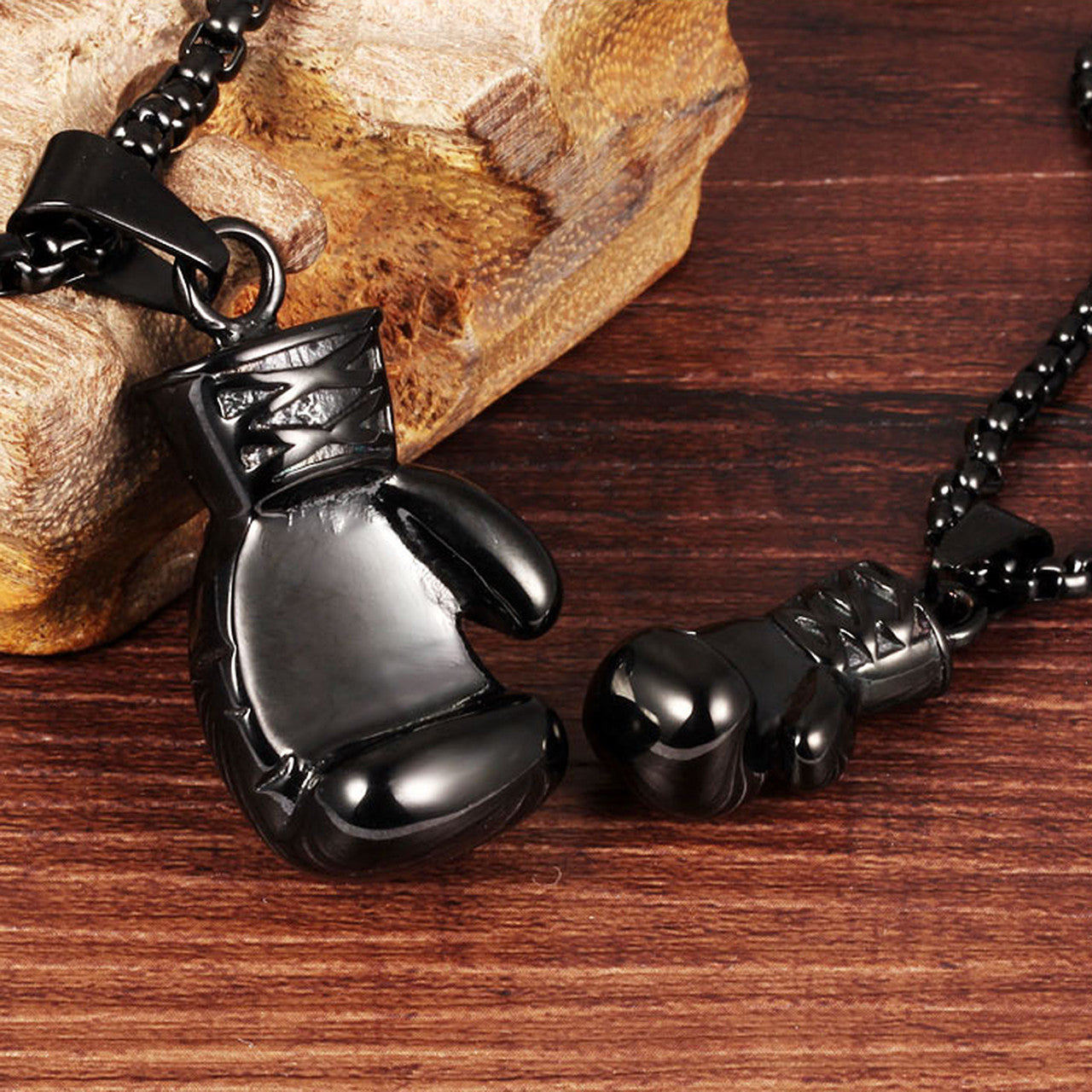 Couples Lovers No Fade Stainless Steel Boxing Gloves Hip Hop Workout Fit Pendants