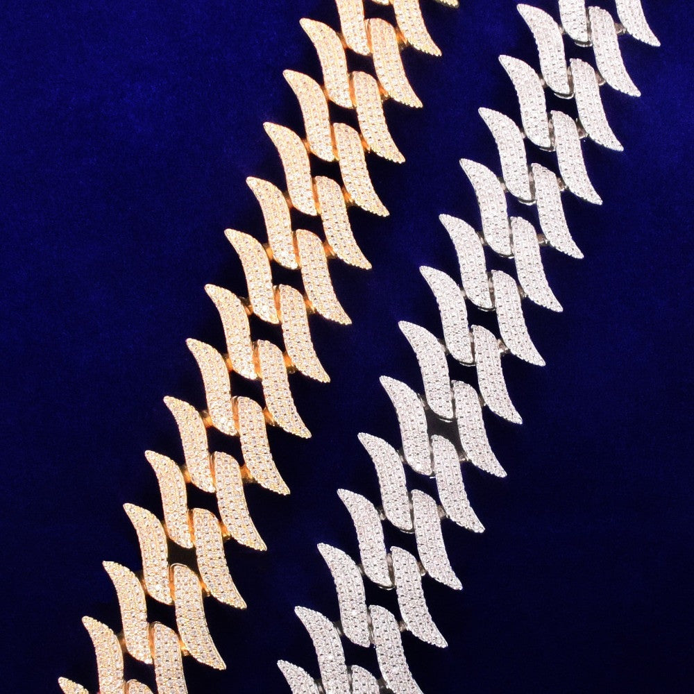 32mm Fire Boy Flame Hot Boy 24k Gold .925 Silver Flooded Ice Hip Hop Cuban Link Chain