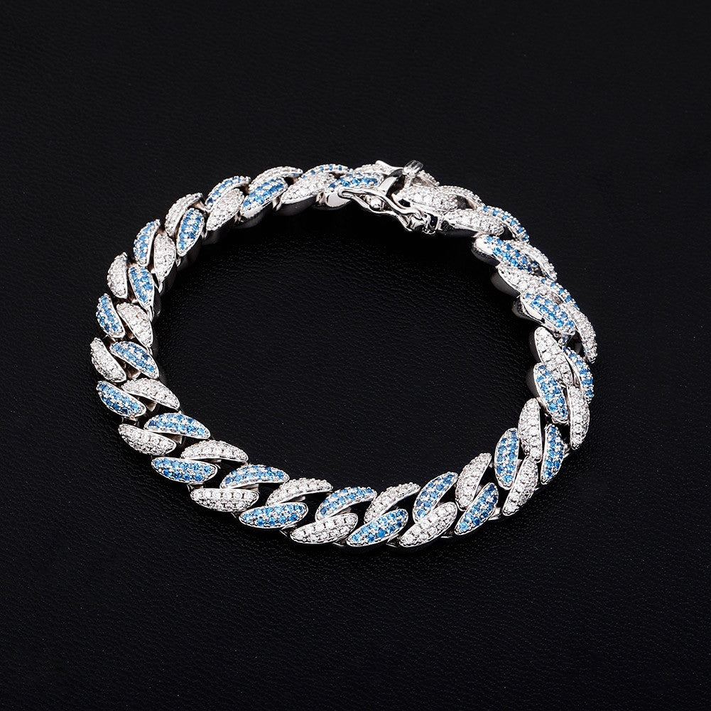 10mm Flooded Ice Street Wear Thick Cut Miami Cuban Link Chain Bracelets