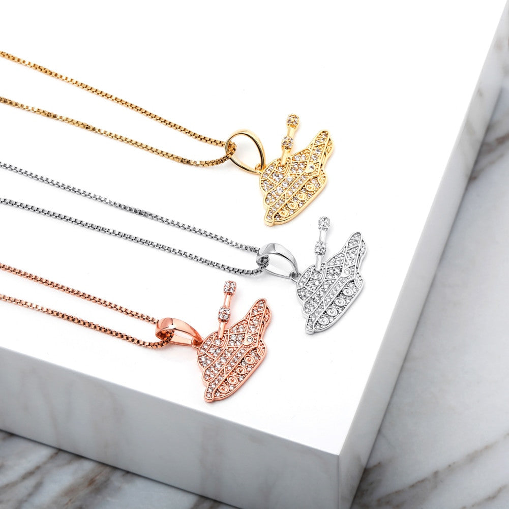 Ladies 14k Rose Gold 925 Solid Sterling Silver Hip Hop Tank Girl Pendant Necklace