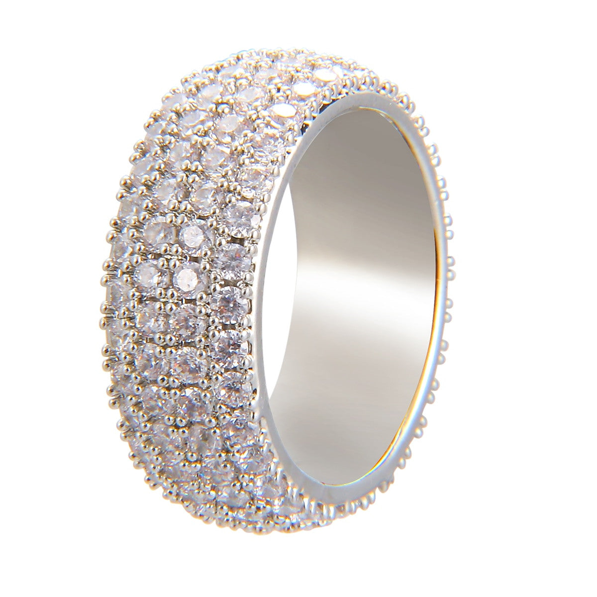 24k Gold 925 Silver 2-5 Row Blinged Out Flooded Ice Mens Rings