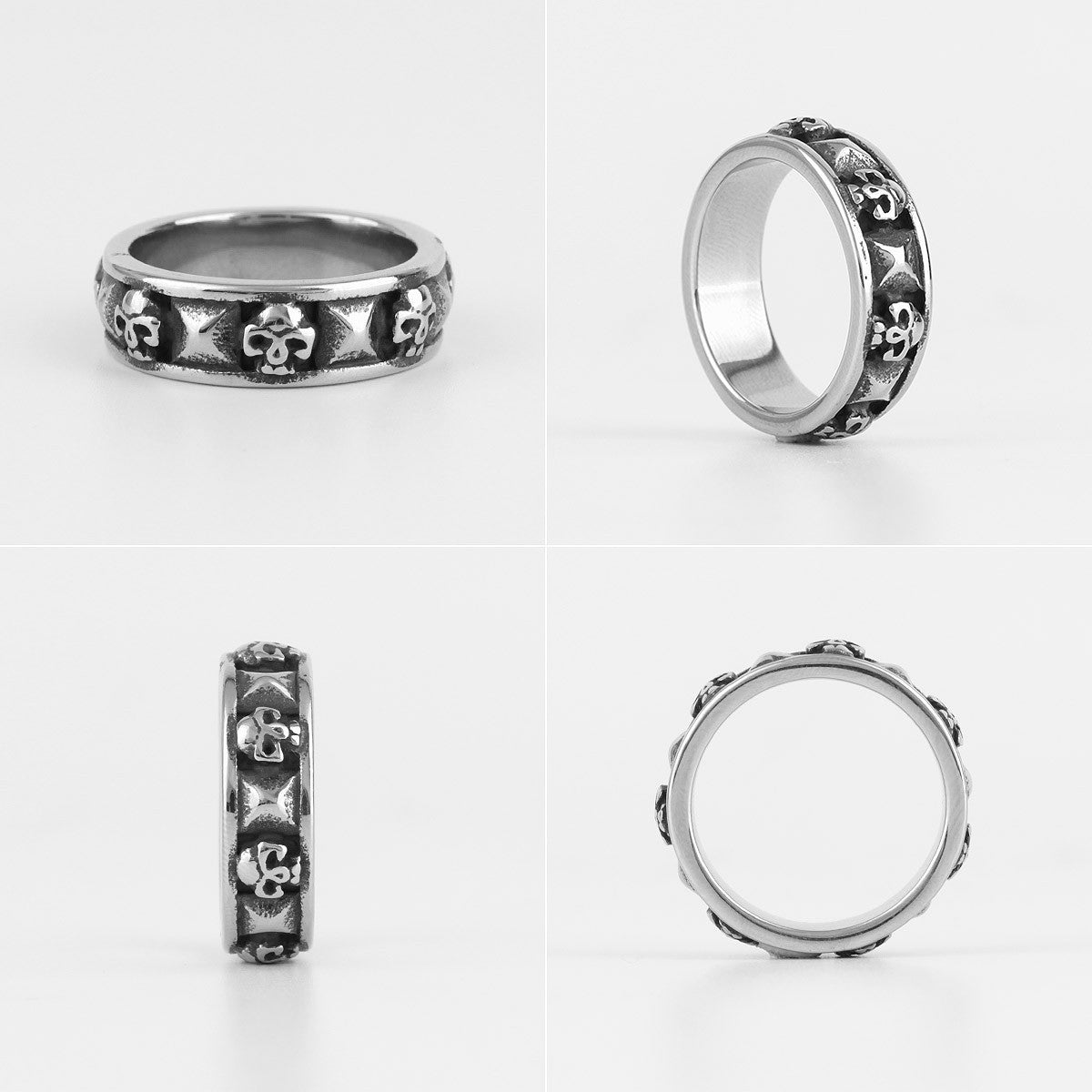 Ancient Skulls | 316L Solid Stainless Steel Simple Gothic Skull Biker Rings