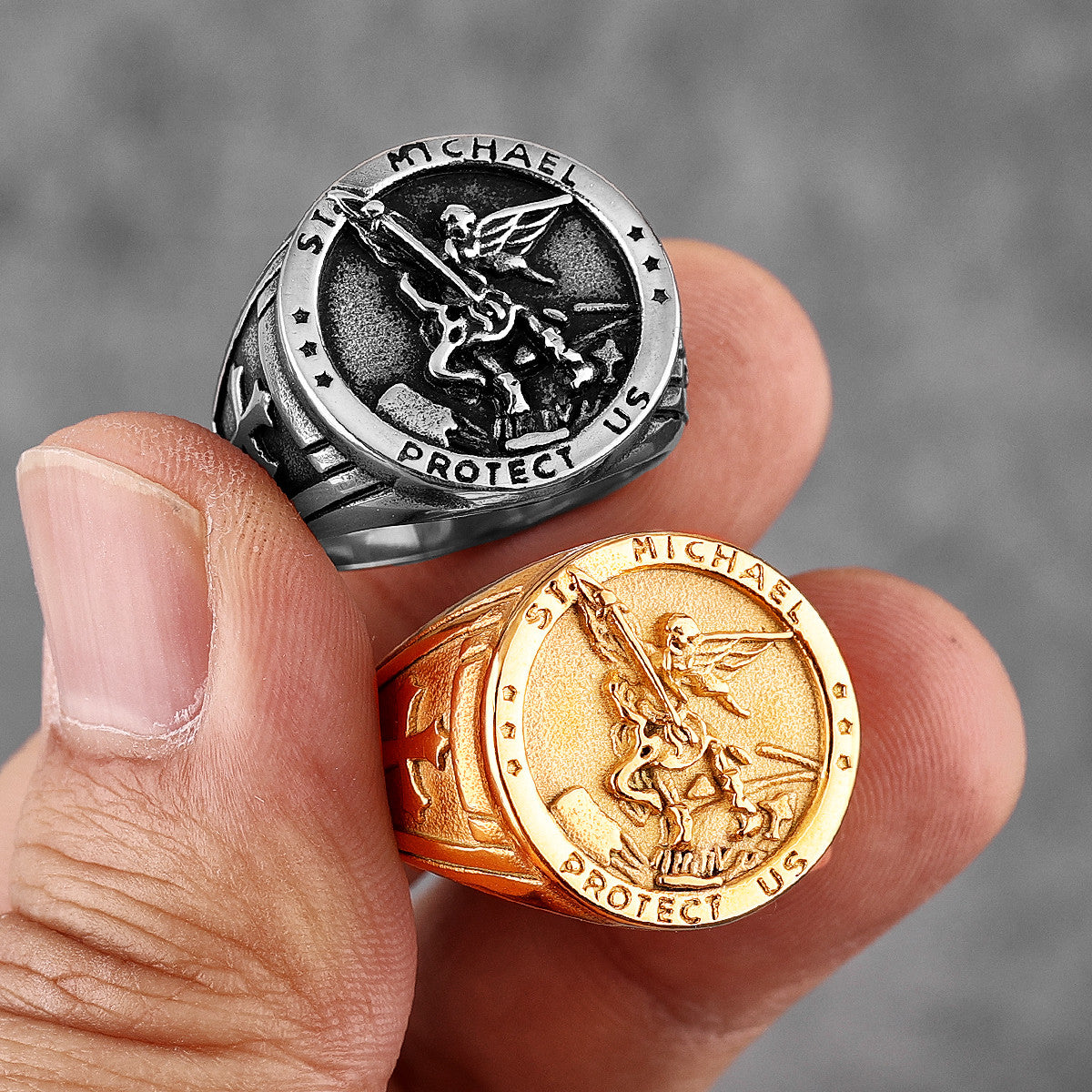 Archangel | 316L No Fade Stainless Steel Saint Michael Protect Us Rings