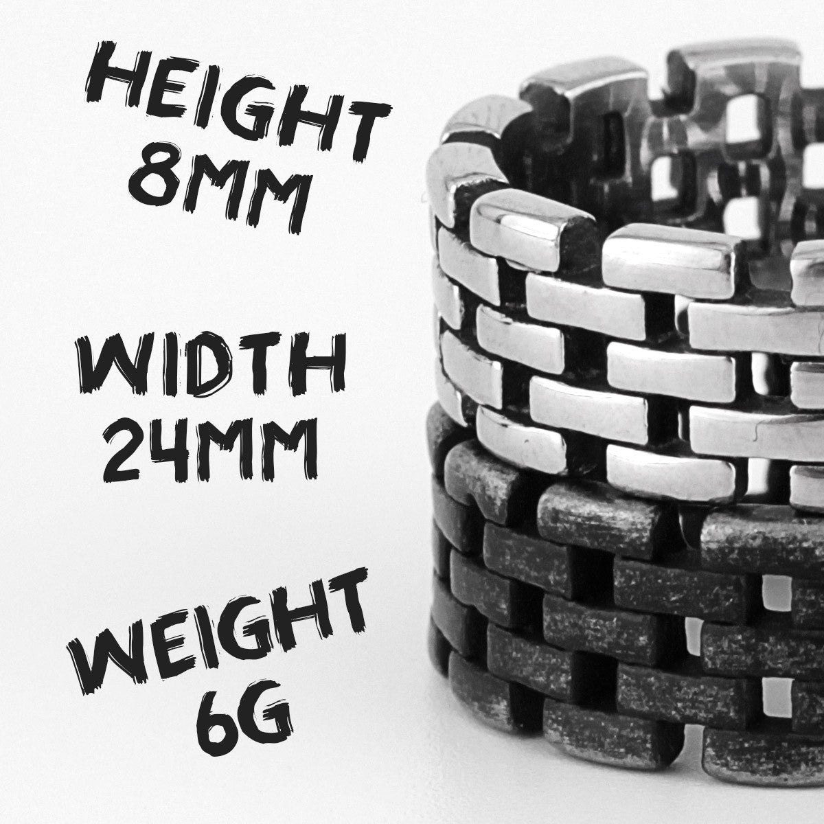 On Guard | 316L Vintage Look Black Hollow Solid Stainless Steel Hip Hop Rings