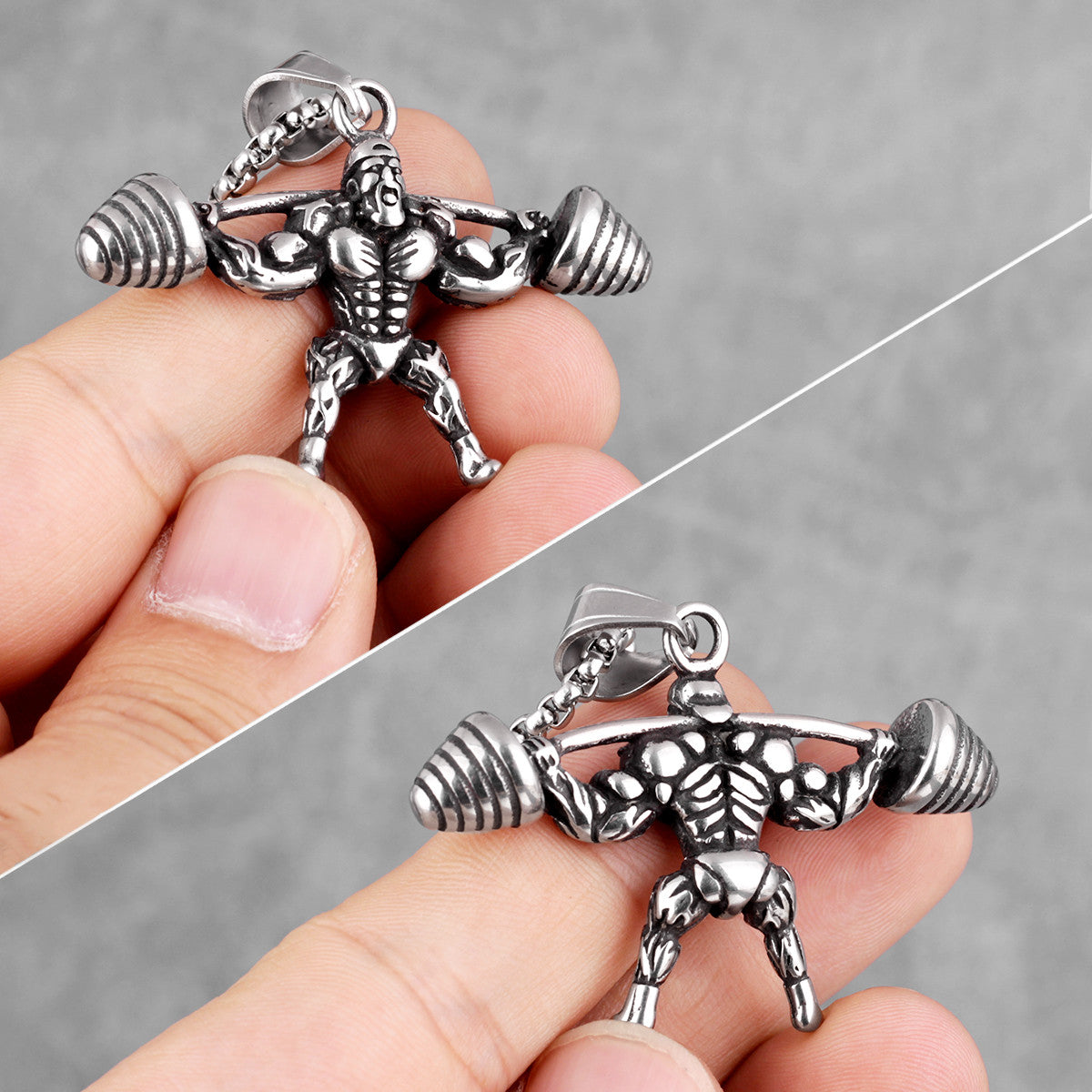 Mens 316L Stainless Steel Fitness Leg Day Street Wear Pendant Chain Necklace