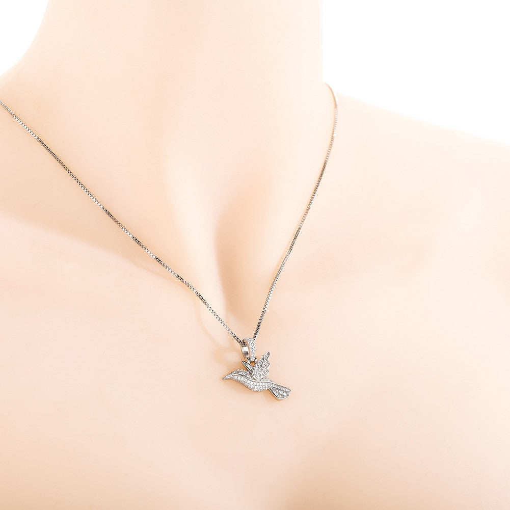 14k Gold over 925 Solid Sterling Silver Hummingbird Fine Jewelry Pendant Chain Necklace