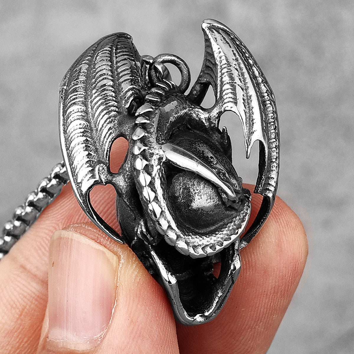 Demon Dragon | 316L No Fade Stainless Steel Skull Street Wear Pendant Chain Necklace