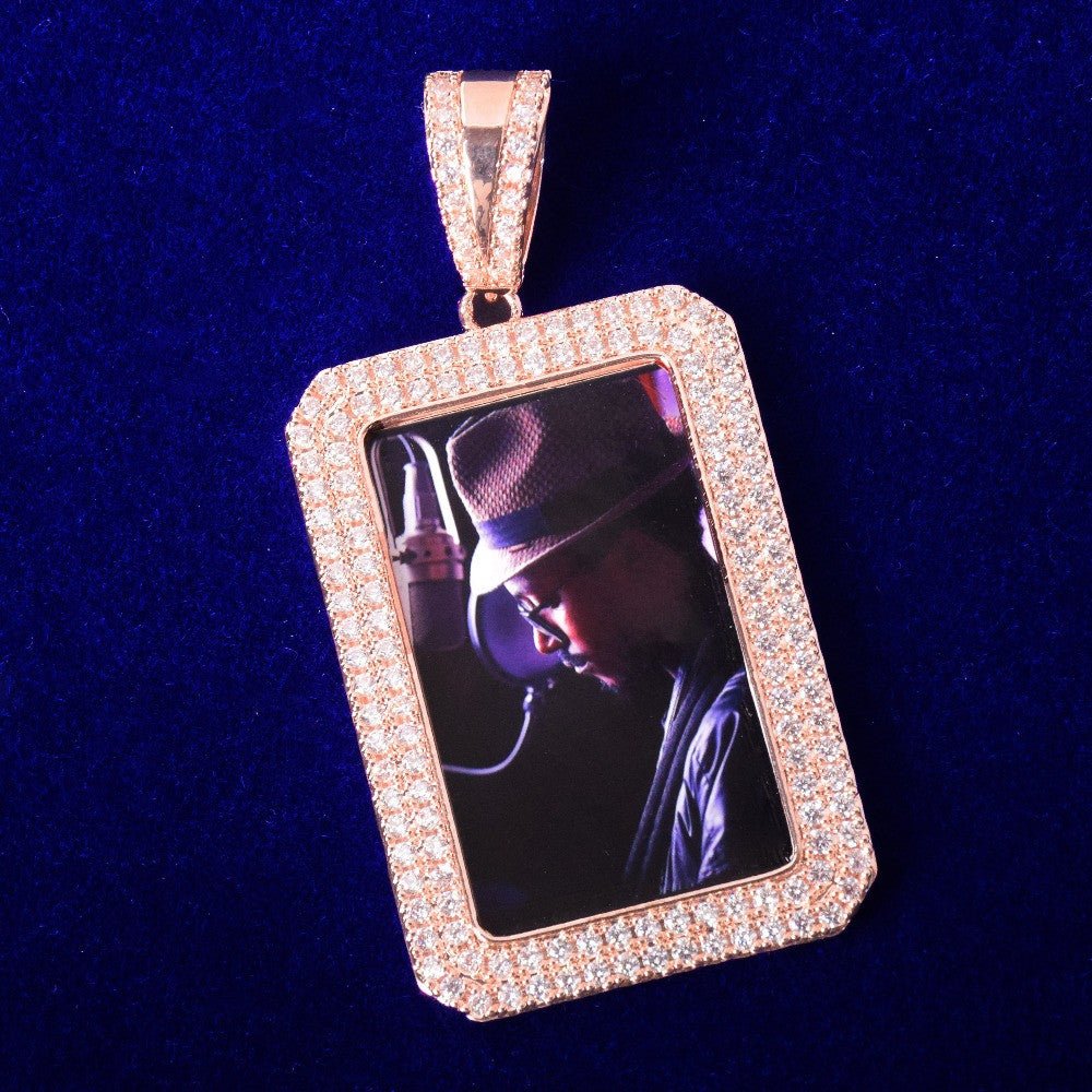 Crowned Jewel | Two Row Iced Border Custom Photo Memories Hip Hop Pendant