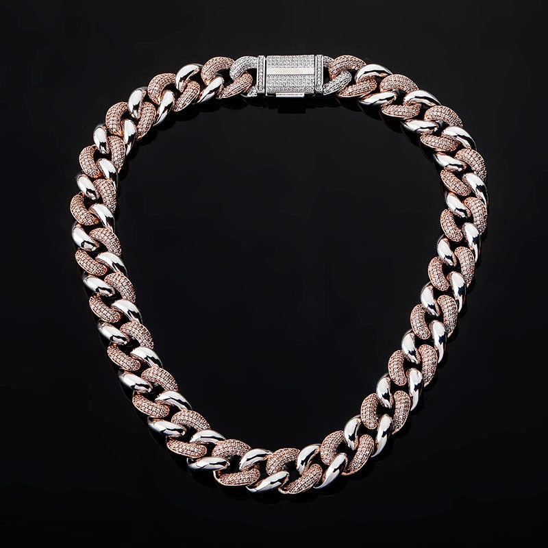 Rose Gold 14k 925 Silver 16mm Miami Cuban Link Designer Hip Hop Chain Necklace