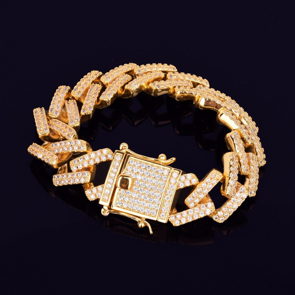 18k Gold AAA True Micro Pave Cuban Link Bracelet