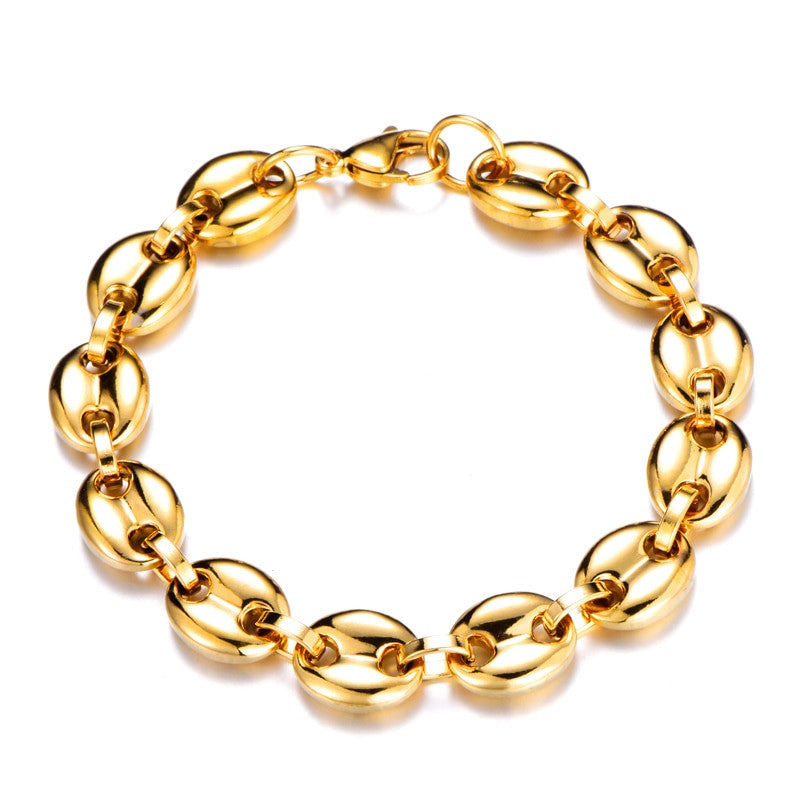 Hip Hop Width 11MM 20CM Stainless Steel 14k Gold Silver G-Link Bracelet