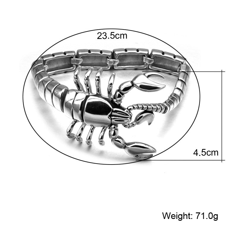 Mens Scorpion Silver Stainless Titanium Steel Metal Bracelet