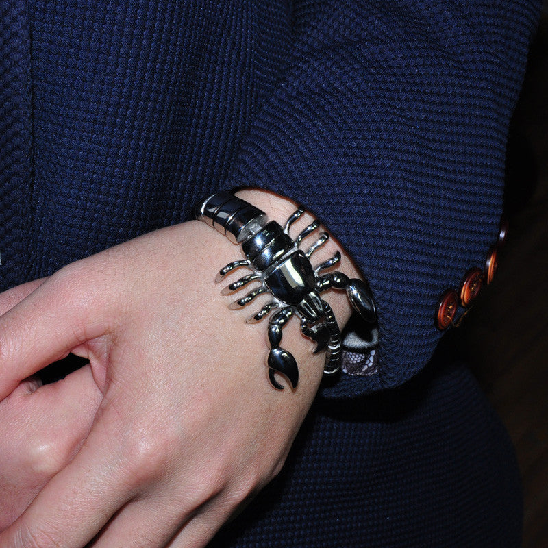 Mens Scorpion Silver Stainless Titanium Steel Metal Bracelet
