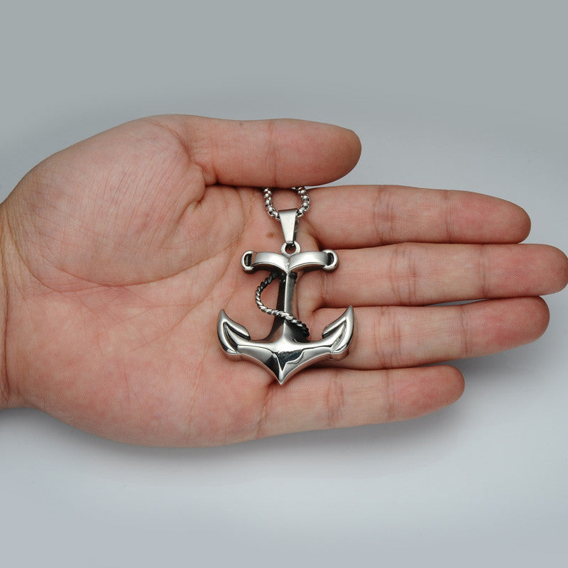 Titanium Stainless Steel Wire Sailor Anchor Cross Pendant