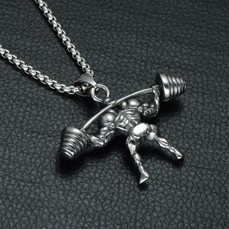 Squat Gains Dumbbell Gym Fitness Barbell Titanium Stainless Steel Pendant Chain