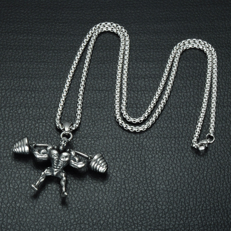 Time To Get Swole Dumbbell Gym Fitness Barbell Titanium Stainless Steel Pendant Necklace