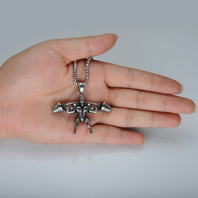 Squat Gains Dumbbell Gym Fitness Barbell Titanium Stainless Steel Pendant Chain