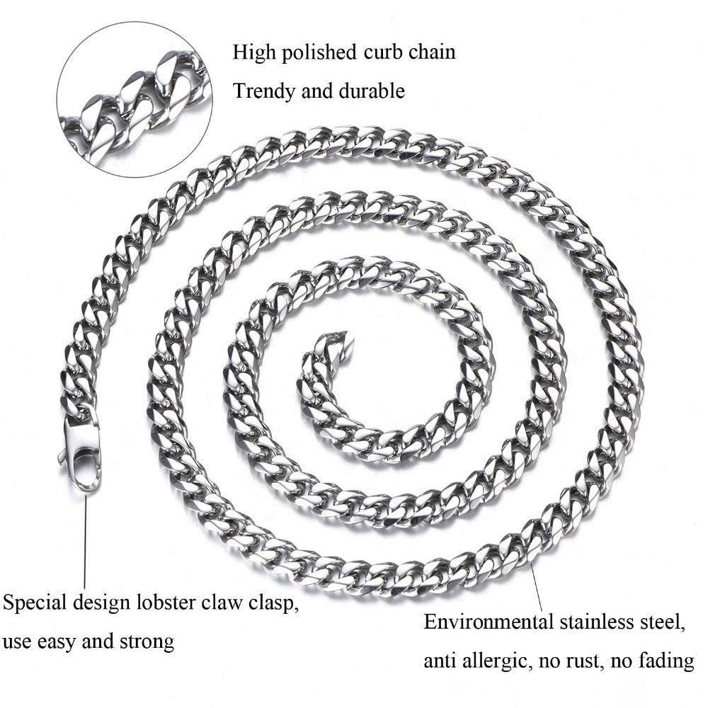 Gold Silver 4mm 6mm 316L Stainless Steel Figaro Link Hip Hop Chain Link Necklace