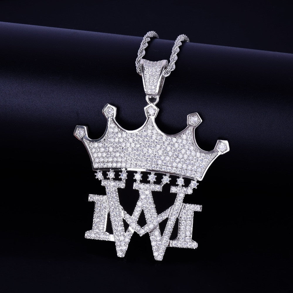 AAA True Micro Pave Stone 18k Gold .925 Silver Rose Gold MW Hip Hop Initial Pendant Chain Necklace