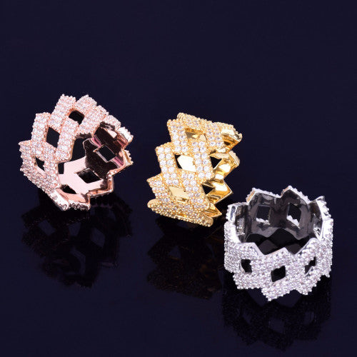 Diamond Edge | Hip Hop Cuban Link AAA Micro Pave 18k Gold Silver Rose Gold Rings