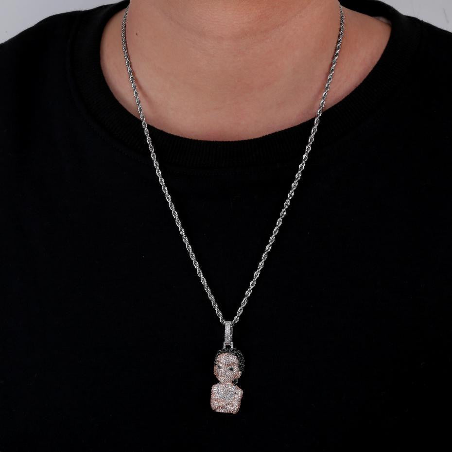 Hip Hop Boondocks Goon Simulated Diamond Riley Inspired Pendant Chain Gold