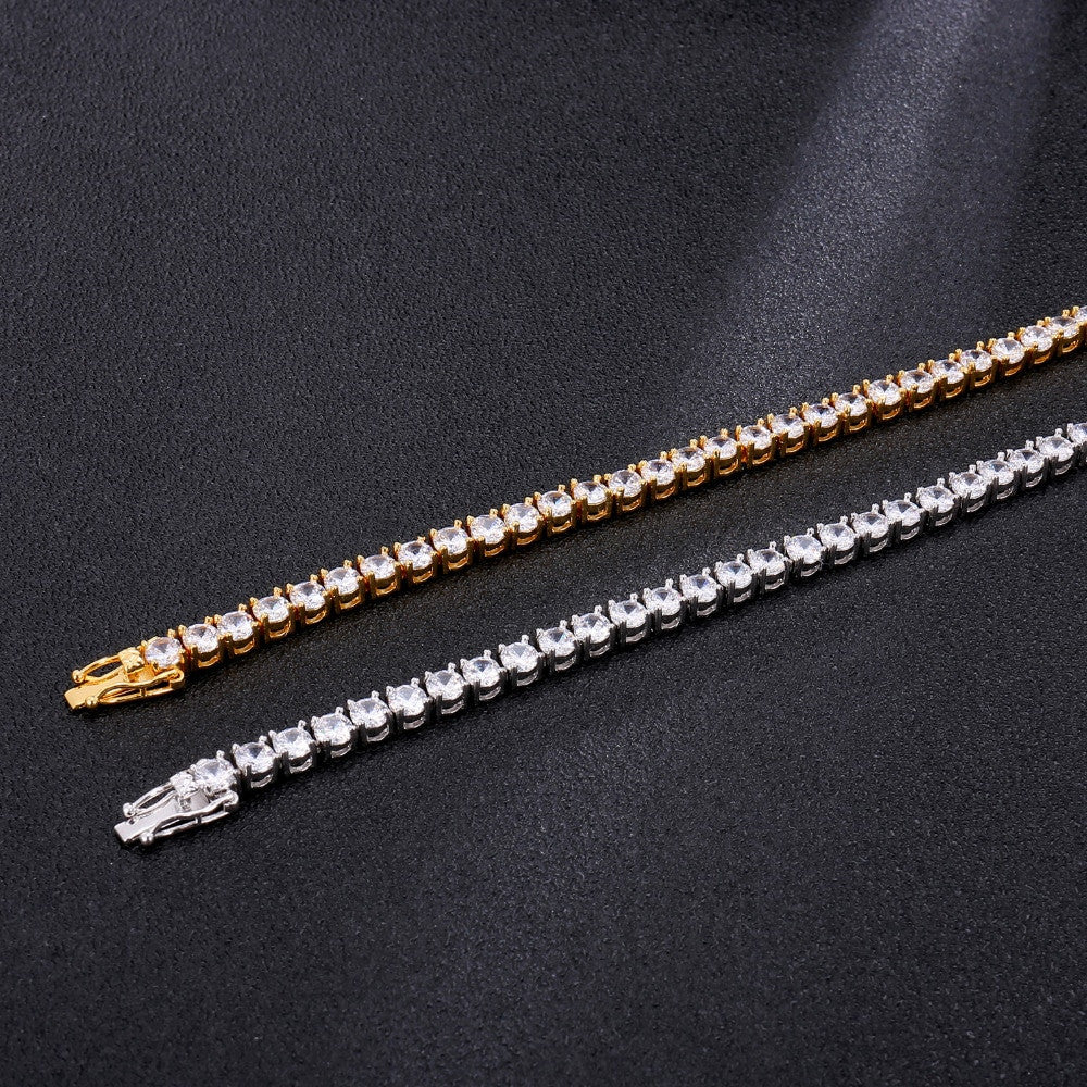Iced Blinged Out 3mm 4mm 5mm 1 Row 14k Gold Silver Lab Diamond Tennis Bracelet