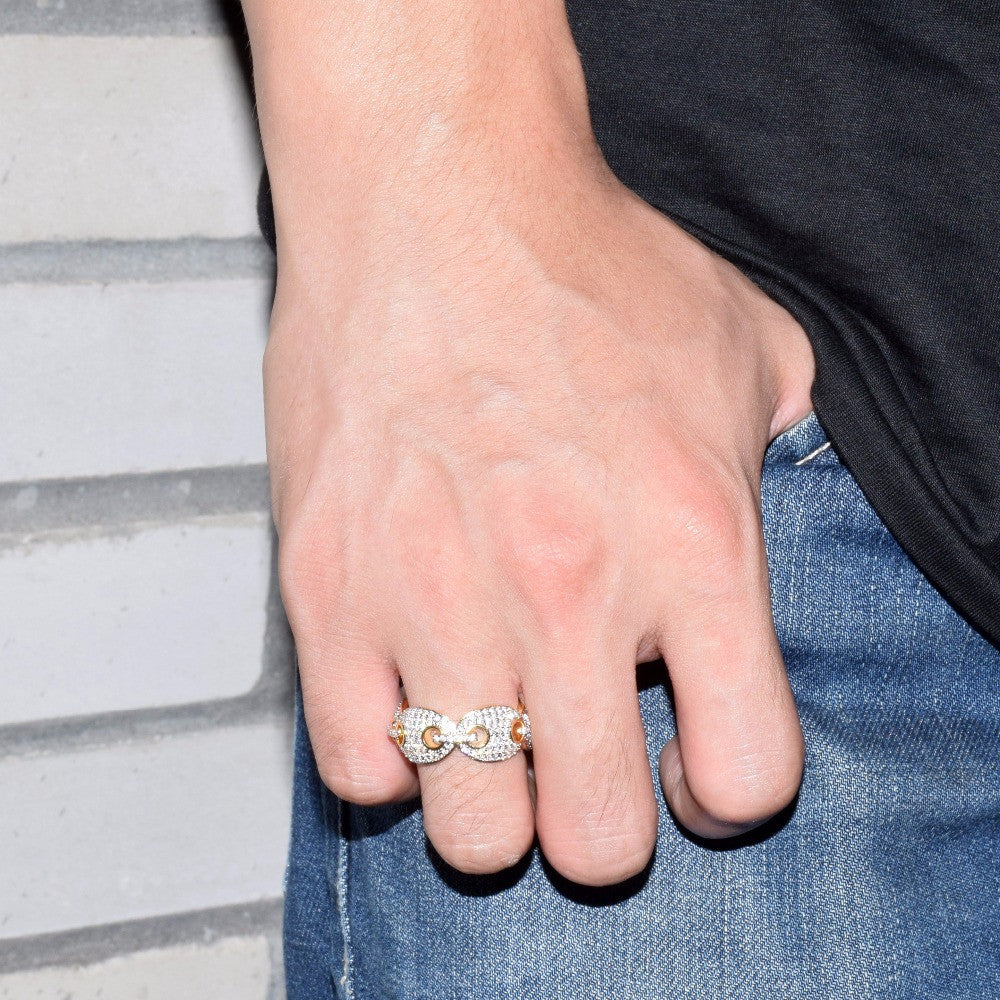 Mariner G-Link | Iced Blinged Out 18k Gold 12mm VVS Diamond CZ Hip Hop Ring