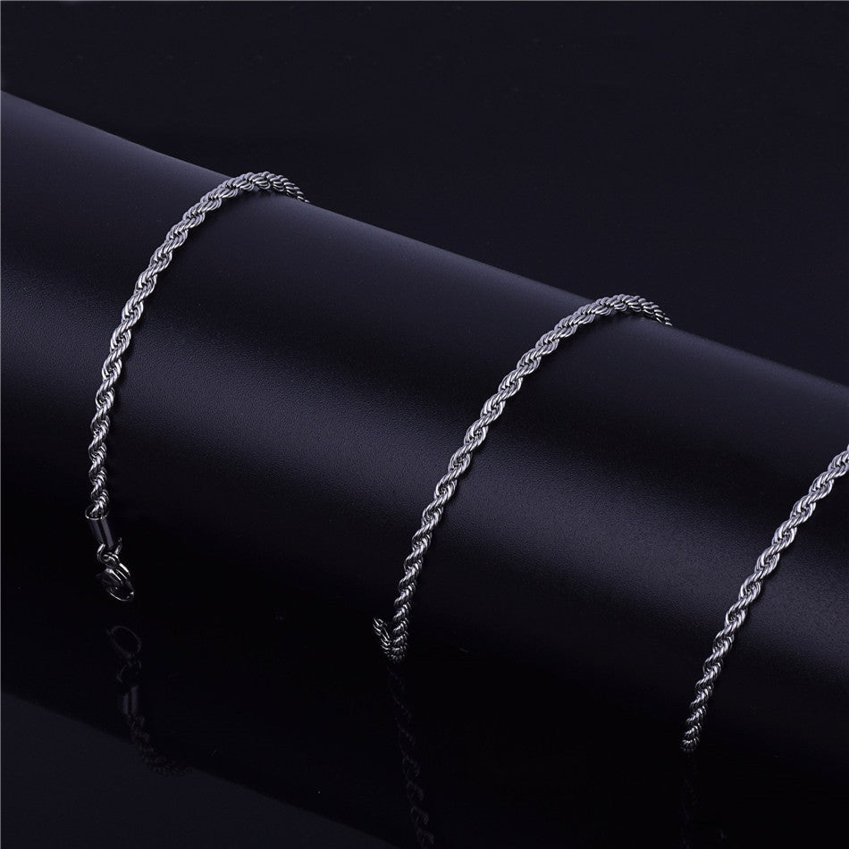 14k Over Solid Stainless Steel Hip Hop Casual Fashion Rope Link Chain Necklace