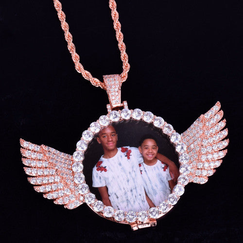 Wings of Angels | VVS Diamond CZ 18k Gold Custom Photo Hip Hop Chain Necklace
