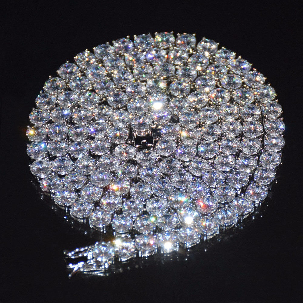 Pronged Ice | 24k Gold 925 Silver 4 Prong 1 Row Tennis Chain Hip Hop Necklace