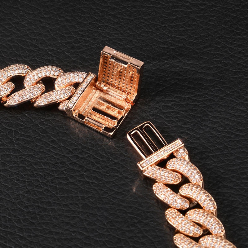 Newest Miami Cuban Link Lock Clasp 14mm Hip Hop Micro Pave Bling Bracelet