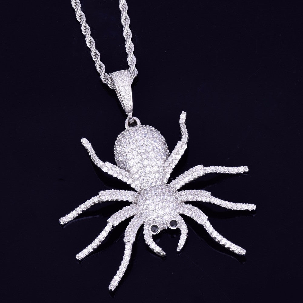18k Gold .925 Silver Rose Gold AAA True Micro Pave Tarantula Spider Hip Hop Pendant