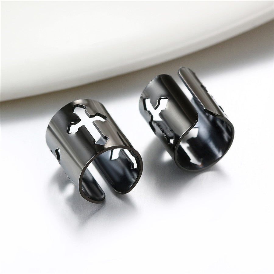 Rose Gold Black Silver over Solid Stainless Steel Cross Cartilage Cuff Earrings