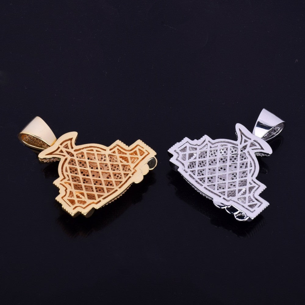 18k Gold Silver Money Bag Stack Cash Coins AAA True Micro Pave Hip Hop Chain Pendant