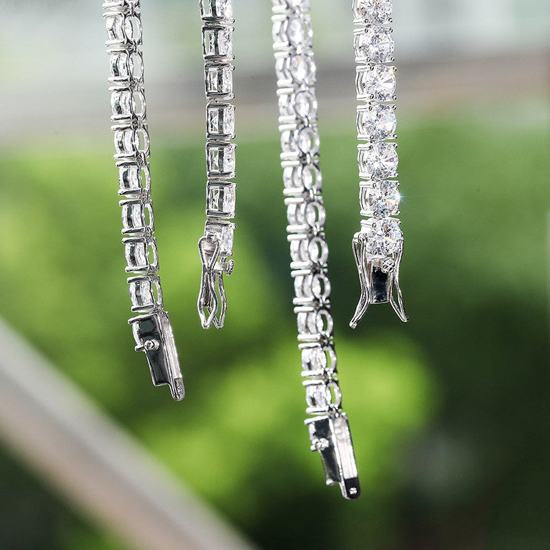Iced Blinged Out 3MM-6MM Solid 925 Sterling Silver VVS Diamond CZ Tennis Bracelet