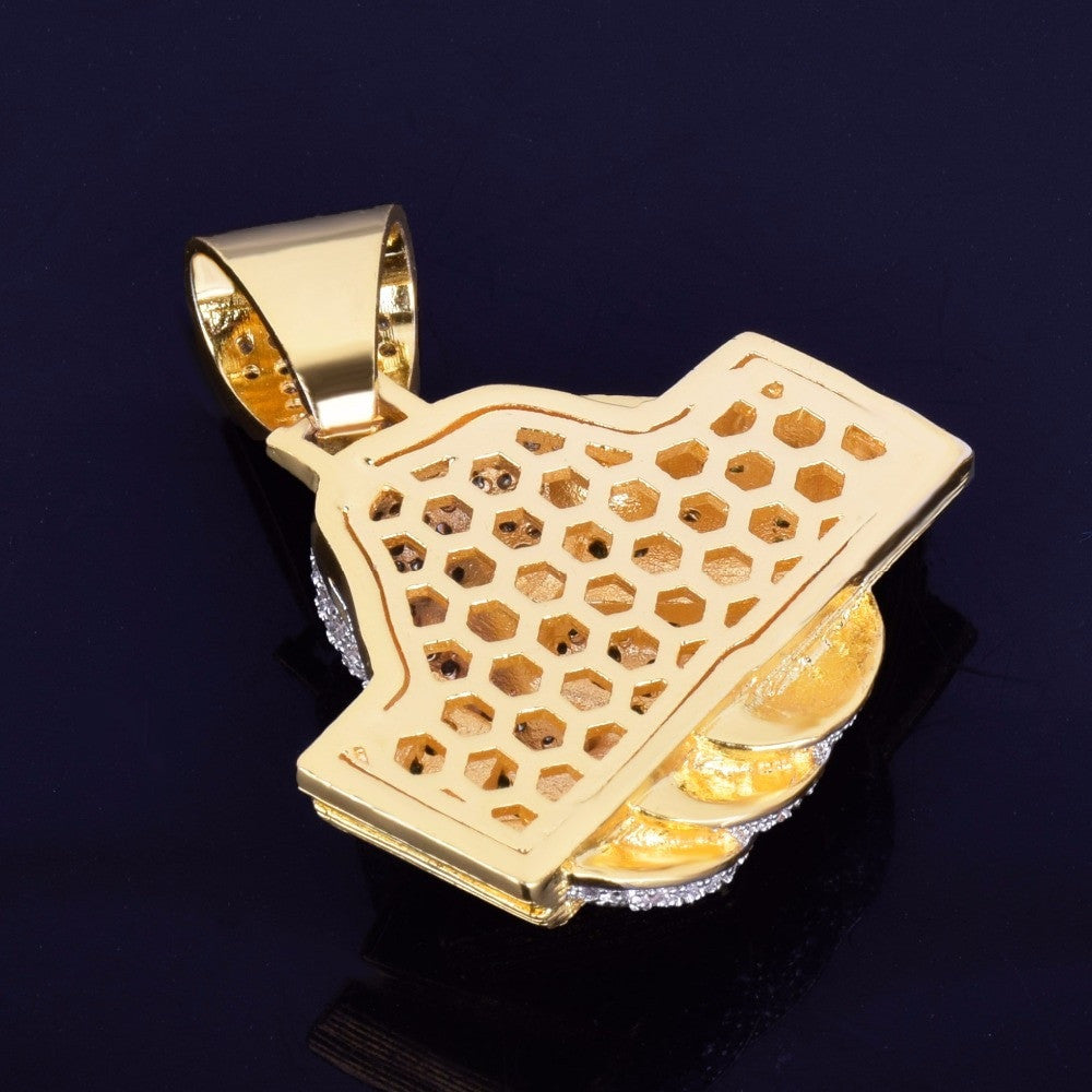 Money Hand 18k Gold AAA True Micro Pave Hip Hop Pendant Chain Necklace